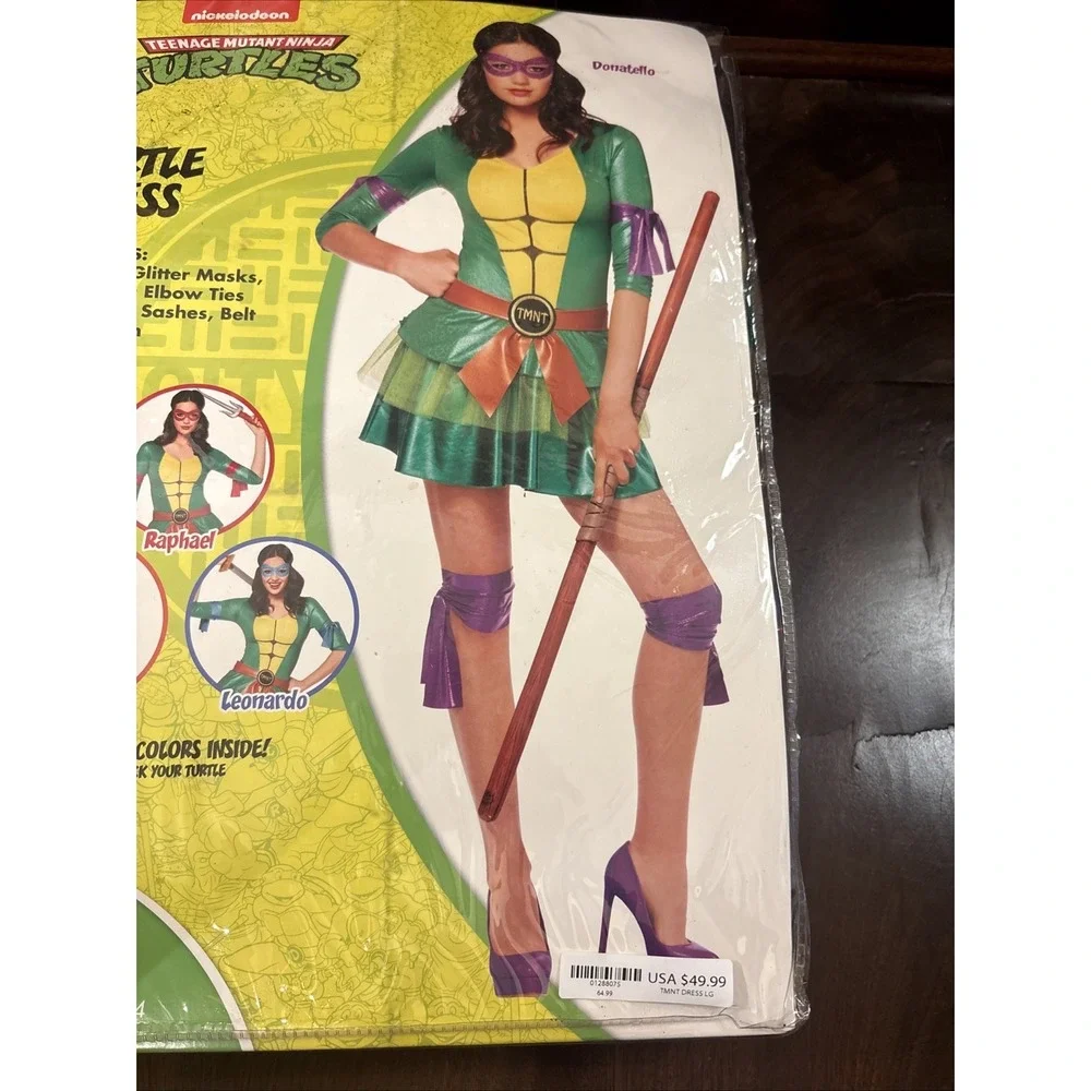 Spirit Halloween TMNT Turtle Dress Costume Adult Large 12-14 Ninja Turtles - Picture 4 of 6